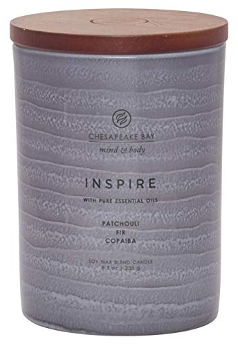Chesapeake Bay Candle Mind & Body Serenity Scented Candle, Inspire with Pure Essential Oils (Patchouli, Fir and Copaiba), Medium