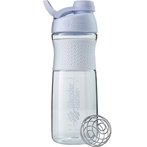 BlenderBottle SportMixer Twist Cap Tritan Grip Shaker Bottle, 28-Ounce, White
