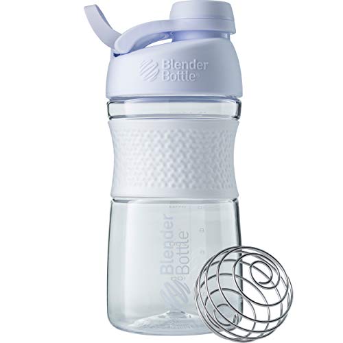 BlenderBottle SportMixer Shaker Bottle Perfect for Protein Shakes and Pre Workout, 20-Ounce, White
