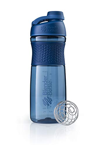 BlenderBottle SportMixer Twist Cap Tritan Grip Shaker Bottle, 28-Ounce, Navy