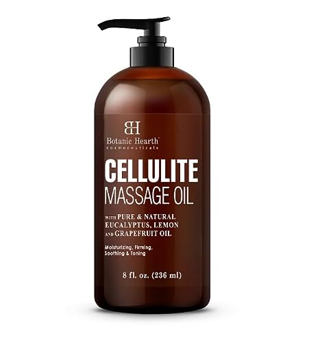 Botanic Hearth Cellulite Massage Oil - Cellulite Oil for Thighs and Butt Firming - Unique Blend of Massage Essential Oils - Improves Skin Tone, Skin Firmness & Tightness - 8 fl oz