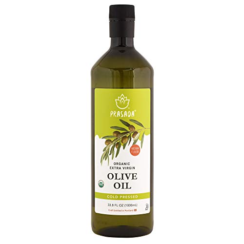 Prasada Extra Virgin Olive Oil, Organic (1,000ml) -Cold Pressed, Non-GMO, BPA-Free Food-Grade Plastic Bottle | Excellent for Stir-Frying, Sauteing and Dressings