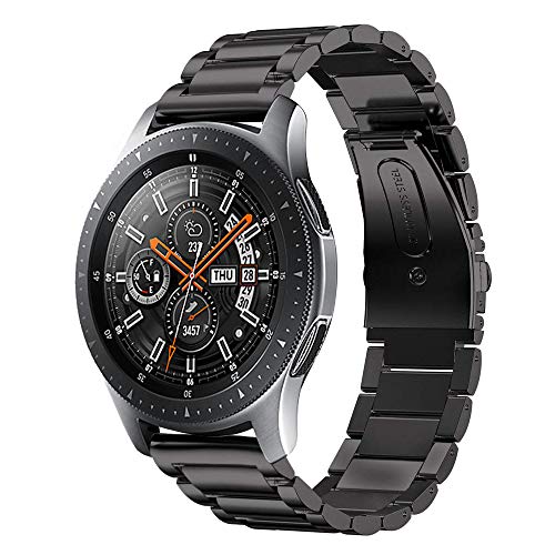 Kartice Compatible with Samsung Galaxy Watch Bands 46mm Galaxy Watch 3 45mm Bands Accessories 22mm Solid Stainless Steel Metal Strap for Galaxy Watch 3 45mm/Gear S3 Frontier Men Women (Black)