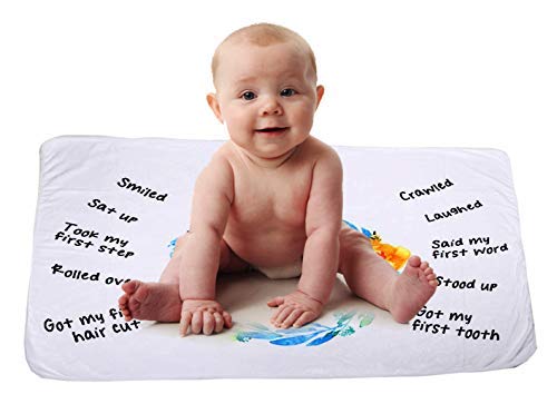 galacteraown Premium Fleece Baby Milestone Blanket â€“ Double Sided Unisex Design Monthly Milestone Blanket with 2 Crowns| Infant Newborn Baby Swaddling Month Blanket for Photography