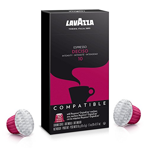 Book Cover Lavazza Nespresso Compatible Capsules, Deciso Espresso Dark Roast Coffee (Pack of 100)