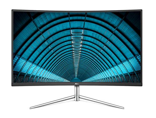 AOC C32V1Q 31.5" Full HD 1920x1080 Monitor, Curved VA Panel, 4ms 75Hz, Frameless, HDMI/DisplayPort/VGA, Flickerfree, Low Blue Mode, VESA, Black