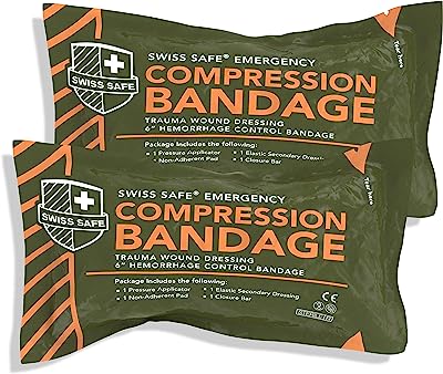 Israeli 6" Compression Bandage [STERILE]: Authentic Compact Design for Emergency Wound Dressing, First Aid and Trauma Kit (2-Pack)