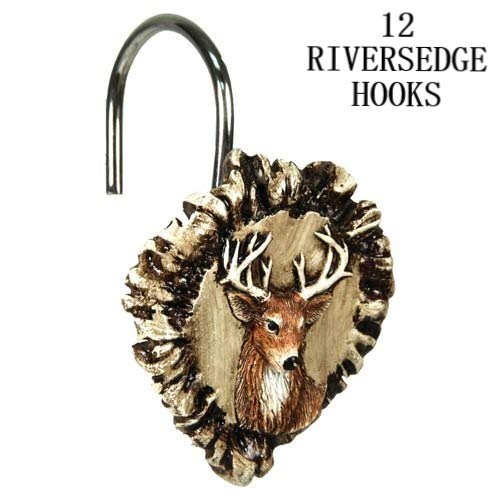 Linens And More 12 pc River's Edge Products Antler Deer Shower Curtain Hook Set