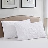 Vaulia Lightweight Microfiber Pillowcases, Set of 2 (Standard, White-Pinch Pleat)