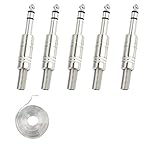 1/4" Audio Plugs 6.35 mm Plug TRS Male 1/4 inch Solder Type Stereo Plug Straight Design Connector with Spring for DJ Mixer Speaker Cables Guitar Cables Phono Patch Cable Microphone Cables (5 Pack)