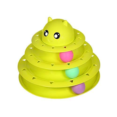 Book Cover Cat Toy Roller Cat Toy Ball Tower Cat Fun 3-Level Tower Ball & Track Indoor Cats Pet Roller Ball Cat Play Super Roller Super Fun PP Material More Durable Stronger