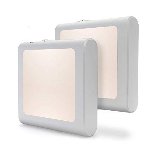 [2Pack] Vintar Dimmable LED Night Light, Plug-in Nightlight with Auto Dusk to Dawn Sensor,Adjustable Brightness Warm White Lights for Hallway,Bedroom, Kids Room, Kitchen, Stairway,Bathroom