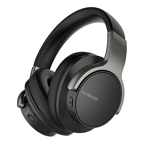 Ausdom ANC8 Active Noise Cancelling Bluetooth Headphones, Over Ear Wireless Headphones Wired Headsets with Microphone, 30H Playtime Comfortable for Travel Work TV PC Computer Cellphone Music - Black