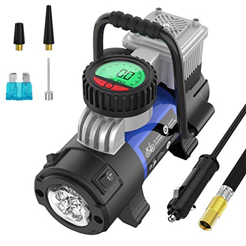 Mbrain Portable Air Compressor Pump - DC 12V Small Digital Car Tire Inflator with Gauge 120 PSI