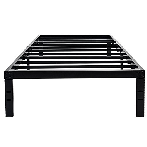 Book Cover 45MinST 14 Inch Reinforced Platform Bed Frame/3500lbs Heavy Duty/Easy Assembly Mattress Foundation/Steel Slat/Noise Free/No Box Spring Needed, Twin XL