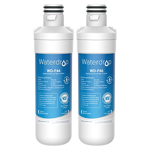 Waterdrop LT1000PC ADQ747935 MDJ64844601 Refrigerator Water Filter, Replacement for LGÂ® LT1000PÂ®, ADQ74793501, ADQ74793502, Kenmore 46-9980, 9980, LFXC24796S, LSFXC2496D, NSF Certified, Pack of 2