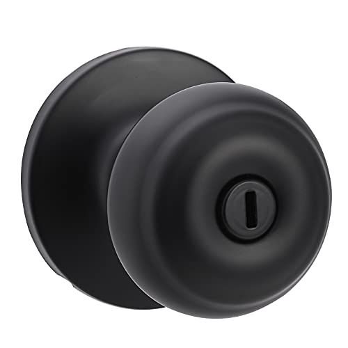 Amazon Basics Bedroom/Bathroom Door Knob With Lock, Classic, Matte Black