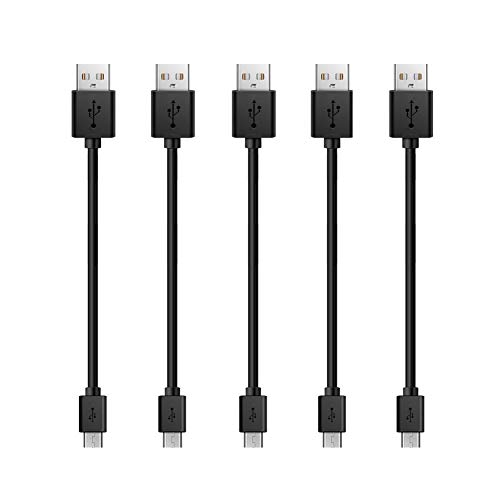 Drimran Ultra Short Micro USB Cable, 6 Inch High Speed Fast Charger Cable Sync Cord Compatible with Samsung HTC Nokia LG and More, Perfect for USB Charging Station Battery Pack Charger Stand, 5-pack