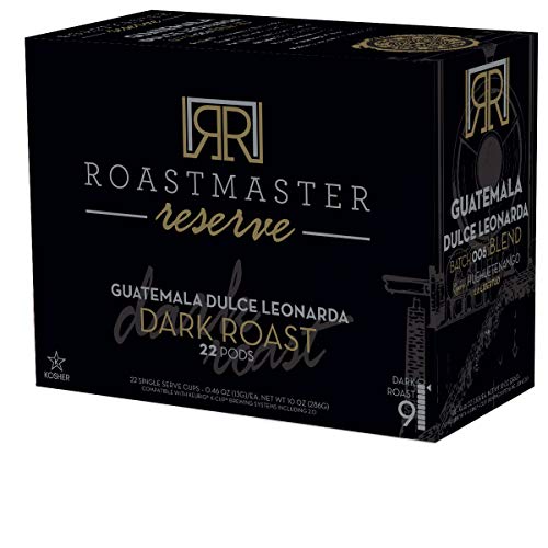 Roastmaster Reserve Dark Roast Coffee (Guatemala Dulce Leonarda) 22ct. Limited Batch Single Origin Solar Energy Produced Recyclable Dark Roast Coffee Pods, Batch 006, KCup Compatible