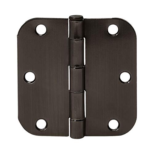 Book Cover AmazonBasics Rounded 3.5 Inch x 3.5 Inch Door Hinges, 18 Pack, Oil Rubbed Bronze