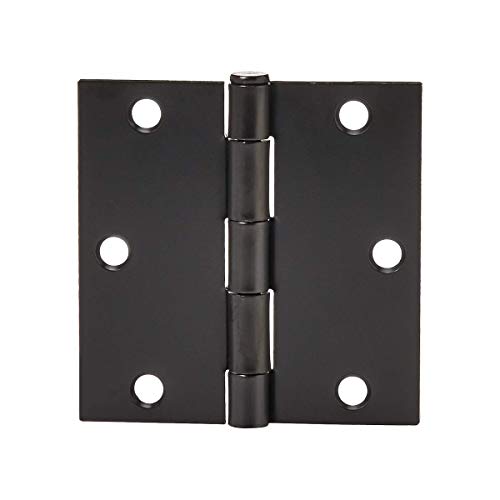 Amazon Basics Interior Door Hinges, Square, 3.5 x 3.5 Inch, Matte Black, Pack of 12