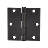 Amazon Basics Interior Door Hinges, Square, 3.5 x 3.5 Inch, Matte Black, Pack of 12