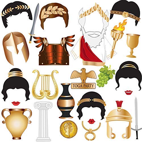 BizoeRade Toga Party Photo Booth Props, 27pcs Greek Theme Party Decorations, Roman Party Favors Supplies for Toga Party, Greek Party, Spartans Party, Gladiator Party