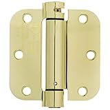 Amazon Basics Self-Closing Door Hinge, 3.5 Inch x 3.5 Inch, Polished Brass, 1-Piece, Hardware Included