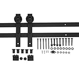 Amazon Basics J Shape Sliding Barn Door Hardware Kit, 6.6 Foot, Black
