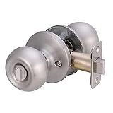 Amazon Basics Bedroom/Bathroom Door Knob With Lock, Coastal, Easy to Install, 1-3/8" to 1-3/4", Satin Nickel