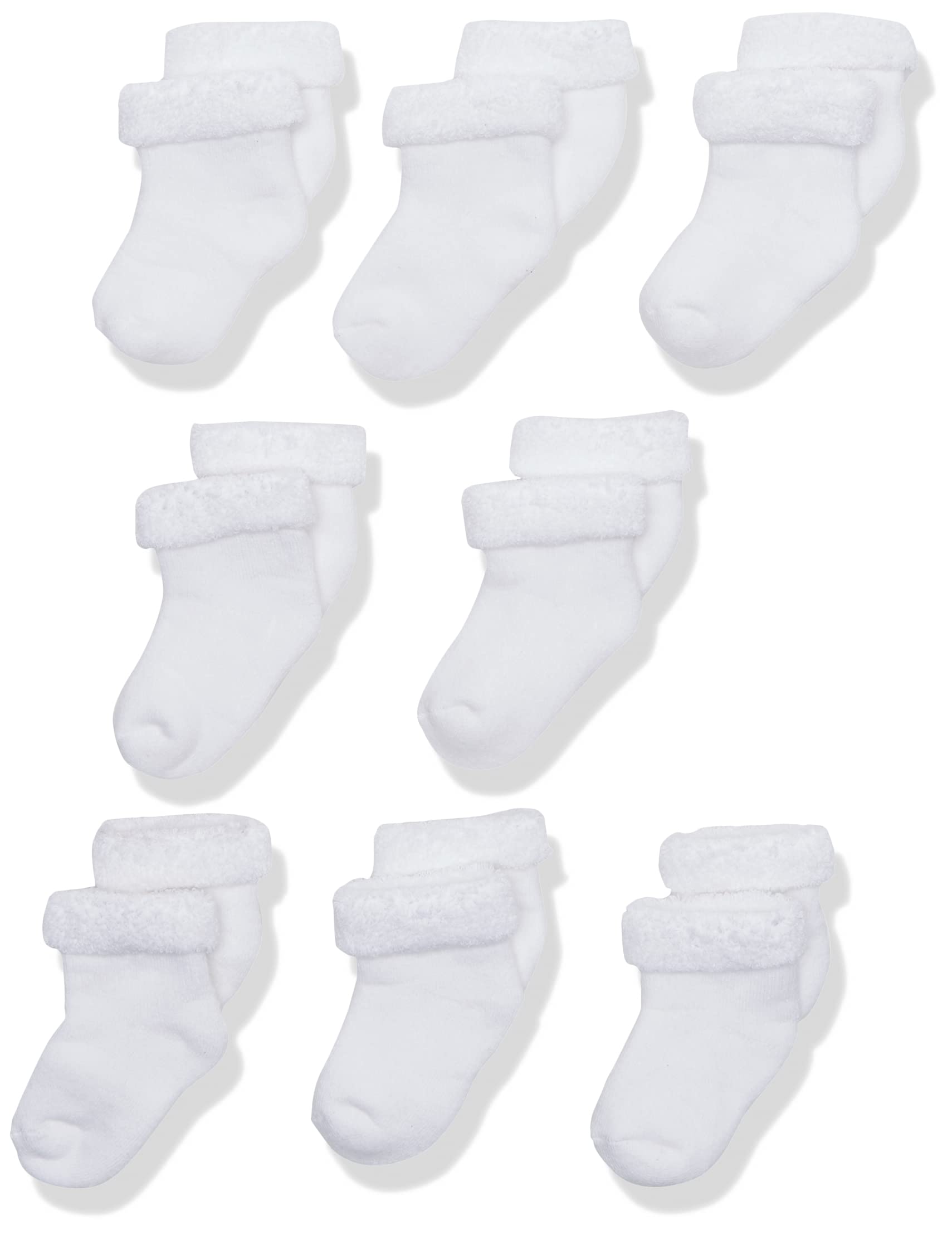 Gerber Unisex Baby 8-Pair Wiggle-Proof Sock 3-6 Months White