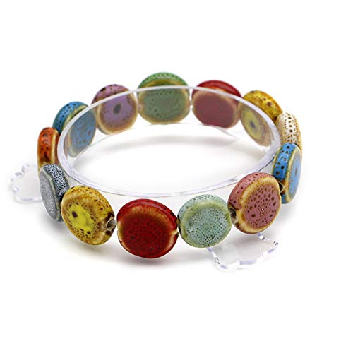 Wansan Ceramic Bracelet Colorful Elastic Handmade Simple Ethnic Style Hand Chain - Love Heart (A)