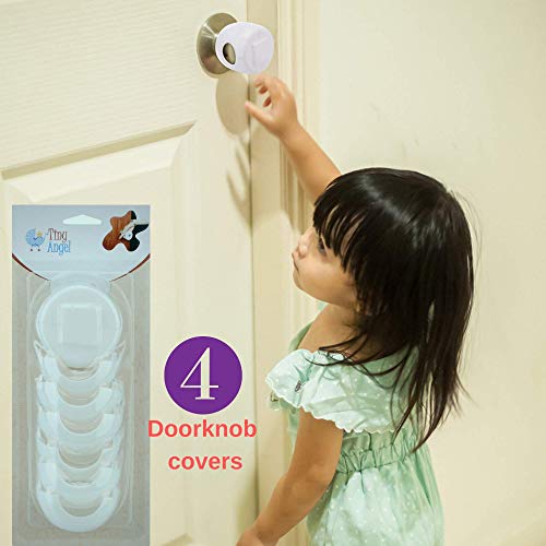 Book Cover Tiny Angel's Door Knob Safety Cover. 4 Pack for Child Proofing Your House.