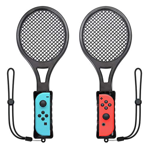 Switch Tennis Racket for Mario Tennis Aces, Game Accessories Nintendo Joy-Con Controller for Tennis World Tour, Realistic Experience as Gifts for Kids and Adults, Twin Pack