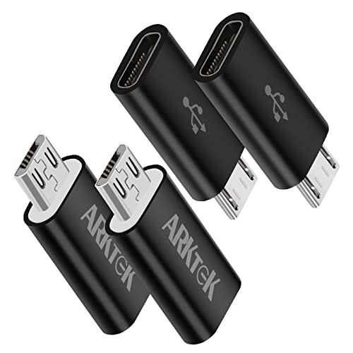 ARKTEK USB-C (Female) Adapter USB Type C (Female) to Micro USB (Male) Sync Charging Adapter Digital Camera Power Bank Samsung Galaxy S7/S7 Edge More (Pack of 4, Balck)