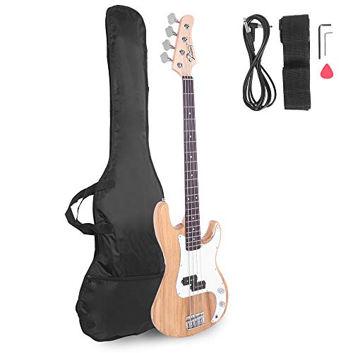 Glarry Electric Bass Guitar Full Size 4 String Rosewood Basswood Fire Style Exquisite Burning Bass ( Burly Wood )