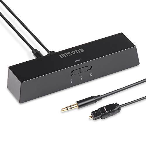Bluetooth Transmitter & Receiver, EUASOO 2-in-1 Bluetooth Audio Adapter Wireless Transmitter, AptX Low Latency, Pair 2 Devices in TX, Digital Optical RCA AUX 3.5mm TV PC BT Headphones Speakers