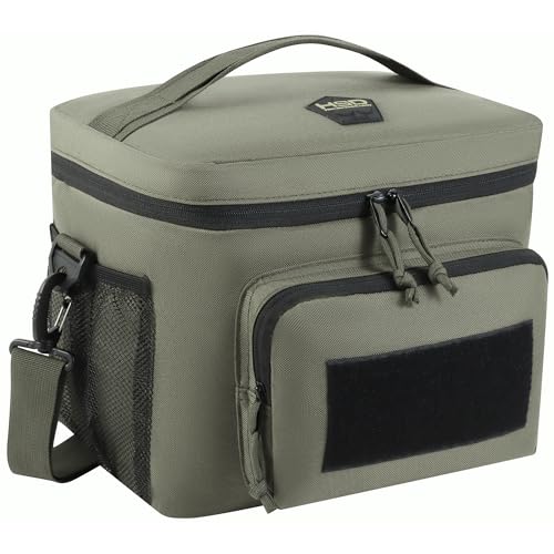 HSD Lunch Bag, Insulated Cooler, Large Thermal Lunch Box Tote with MOLLE / PALS Webbing, Adjustable Padded Shoulder Strap, for Tactical Men Women Adults (Ranger Green)