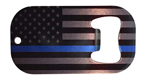 Police Officer Bottle Opener Heavy Duty Stainless Steel Thin Blue Line Flag Department Law Enforcement Subdued