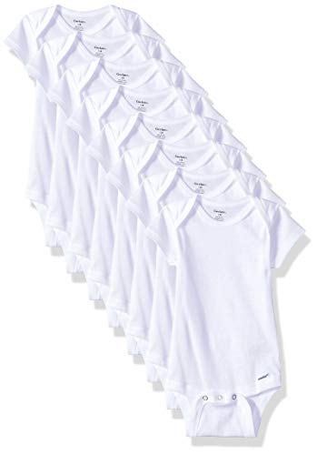 Gerber Baby 8-Pack Short-Sleeve Onesies Bodysuit, White, 0-3 Months