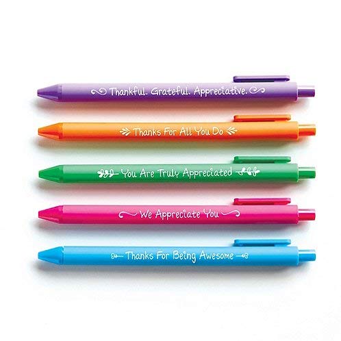Colorful Motivational Quote Pens - Employee Appreciation and Recognition Gifts - 5 Pack