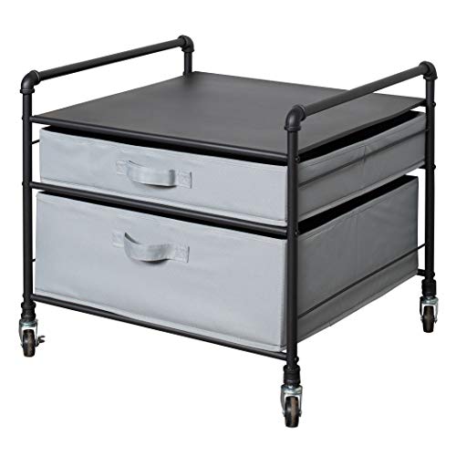The Fridge Stand Supreme - Drawer Organization - Black Pipe Frame with Light Gray Drawers