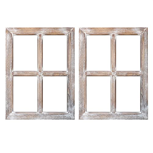Barnyard Designs 18x24 Rustic Window Frame Wall Decor, Farmhouse Window Wall Decor, Vintage Country Wall Hanging Decor, Farmhouse Bedroom Decor, Window Decor, Vintage Wall Decor, Brown, Set of 2
