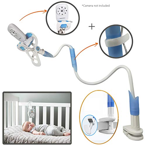 Baby Monitor Mount, Baby Monitor Holder and Shelf, Compatible with Most Baby Monitors, 2-in-1 Flexible Nursery Camera Stand & Lazy Phone Holder Clip for Bed, Desk, Office, Kitchen