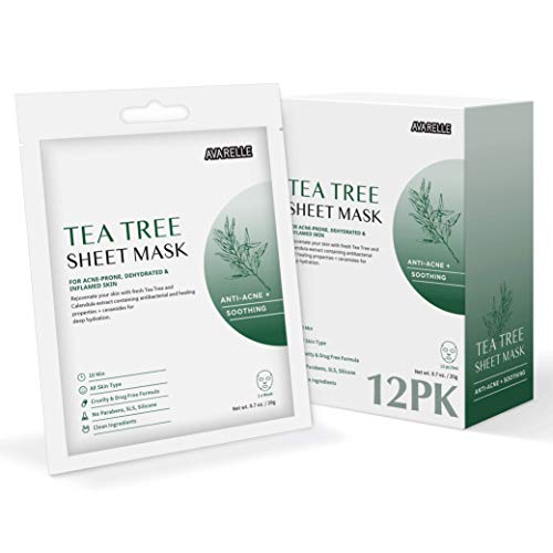 Book Cover Herbal Infusion Tea Tree Extract Sheet Mask With Calendula Oil For Acne (Tea Tree / 12 MASKS)
