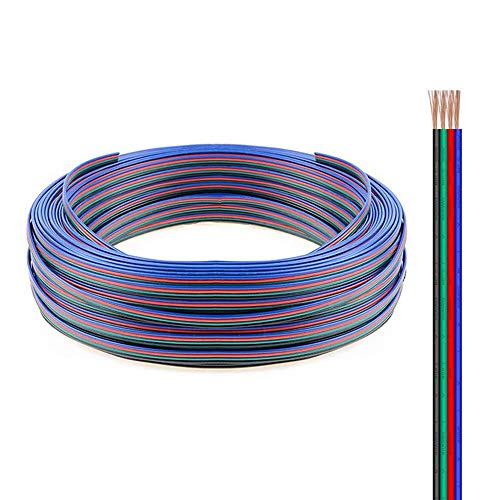 Fntek 50ft 4 PIN RGB Extension Cable Line, RGB Wire Cord for 5050 3528 RGB LED Strip Lights 4 Color