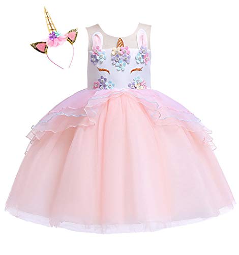 Kokowaii Fancy Girls Unicorn Dress up Fancy Costume for Pageant Party