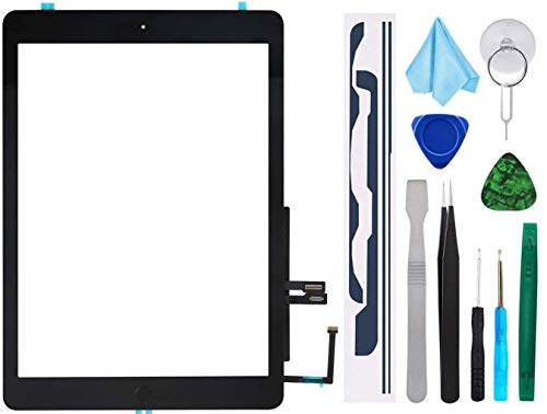 T Phael Black Digitizer Repair Kit for iPad 9.7" 2018 iPad 6 6th Gen A1893 A1954 Touch Screen Digitizer Replacement with Home Button + Tools