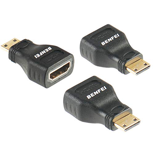 Mini HDMI to HDMI, Benfei 3 Pack Gold Plated HDMI to Mini HDMI Adapter Compatible for Raspberry Pi, Camera, Camcorder, DSLR, Tablet, Video Card