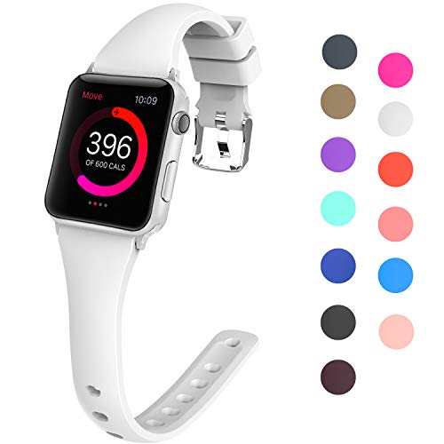 Lwsengme Compatible with Apple Watch Band 38MM 42MM 40MM 44MM, Choose Color-Slim Rubber Sport Straps for iWatch Series 5, Series 4, Series 3, Series 2, Series 1